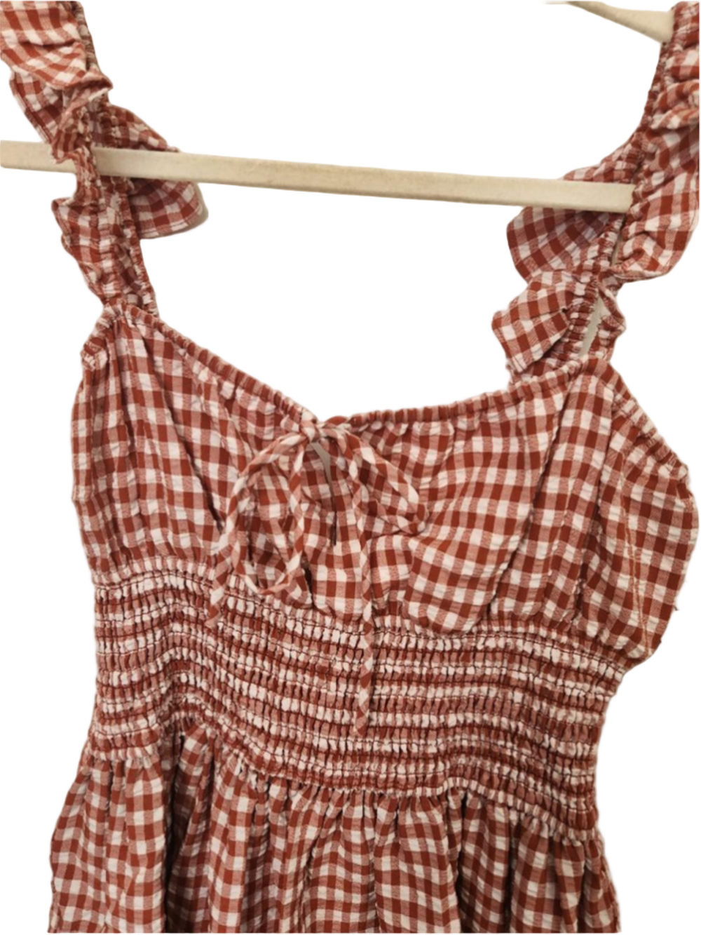 Wayf Red White Gingham Mini Dress S - Picture 3 of 6